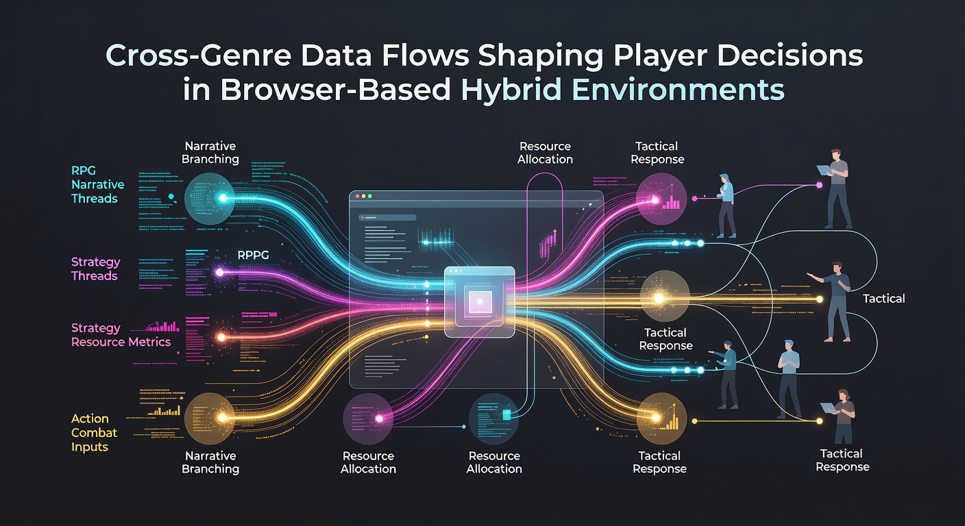 Data visualization dashboard illustrating cross-genre player metrics and decision trees in browser games