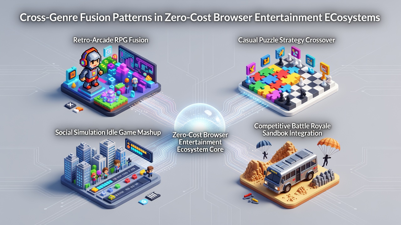Screenshot examples of browser games displaying integrated racing and strategy features side by side