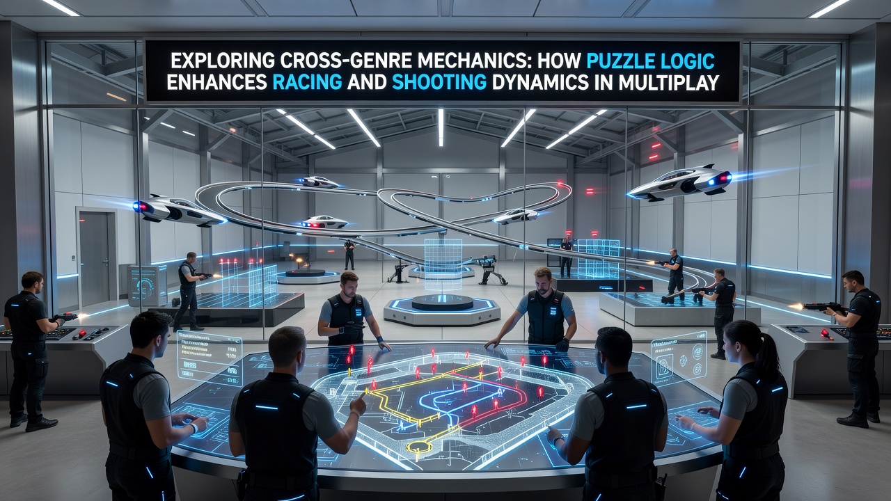 Close-up of arcade interface displaying puzzle grid integrated with racing track and shooting targets