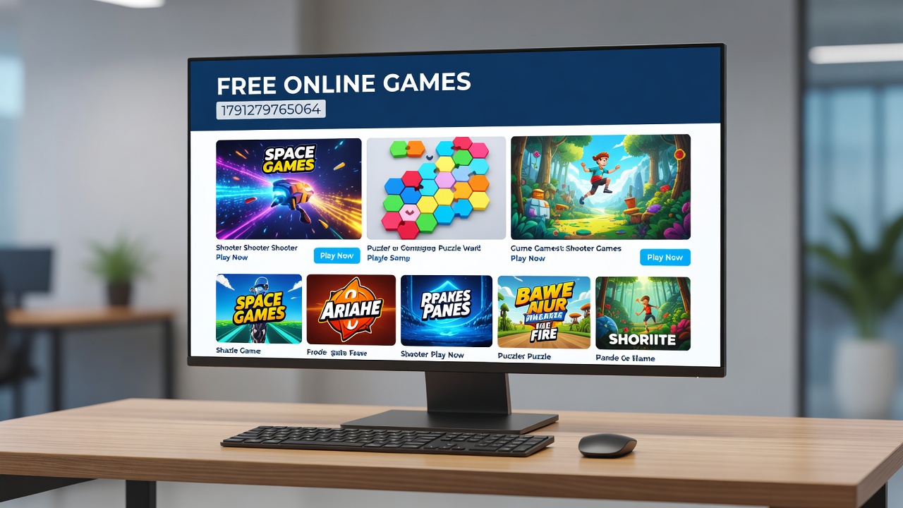 Players gathered around a shared screen during an online multiplayer browser game session, with visible chat elements and leaderboard displays