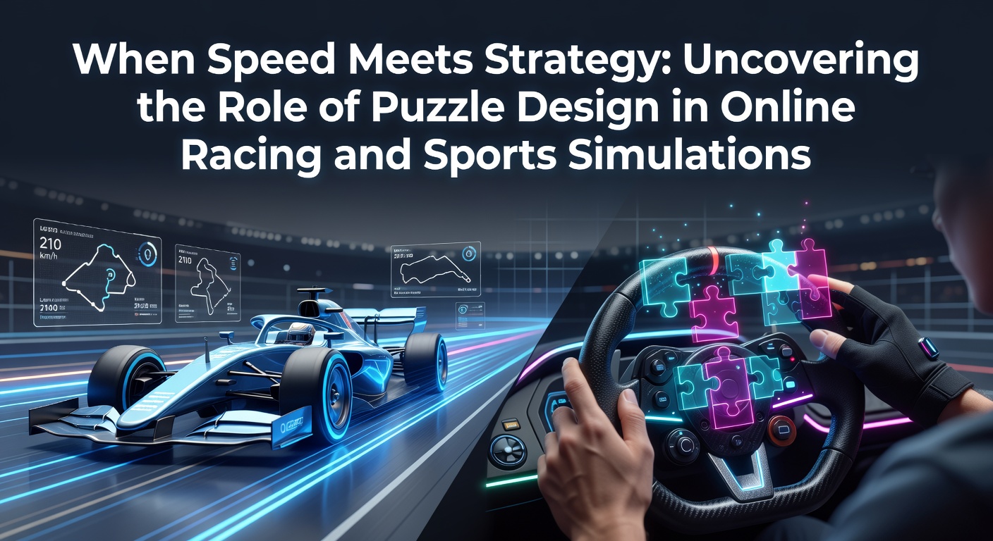 Racing simulation interface showing integrated puzzle elements on a digital track layout