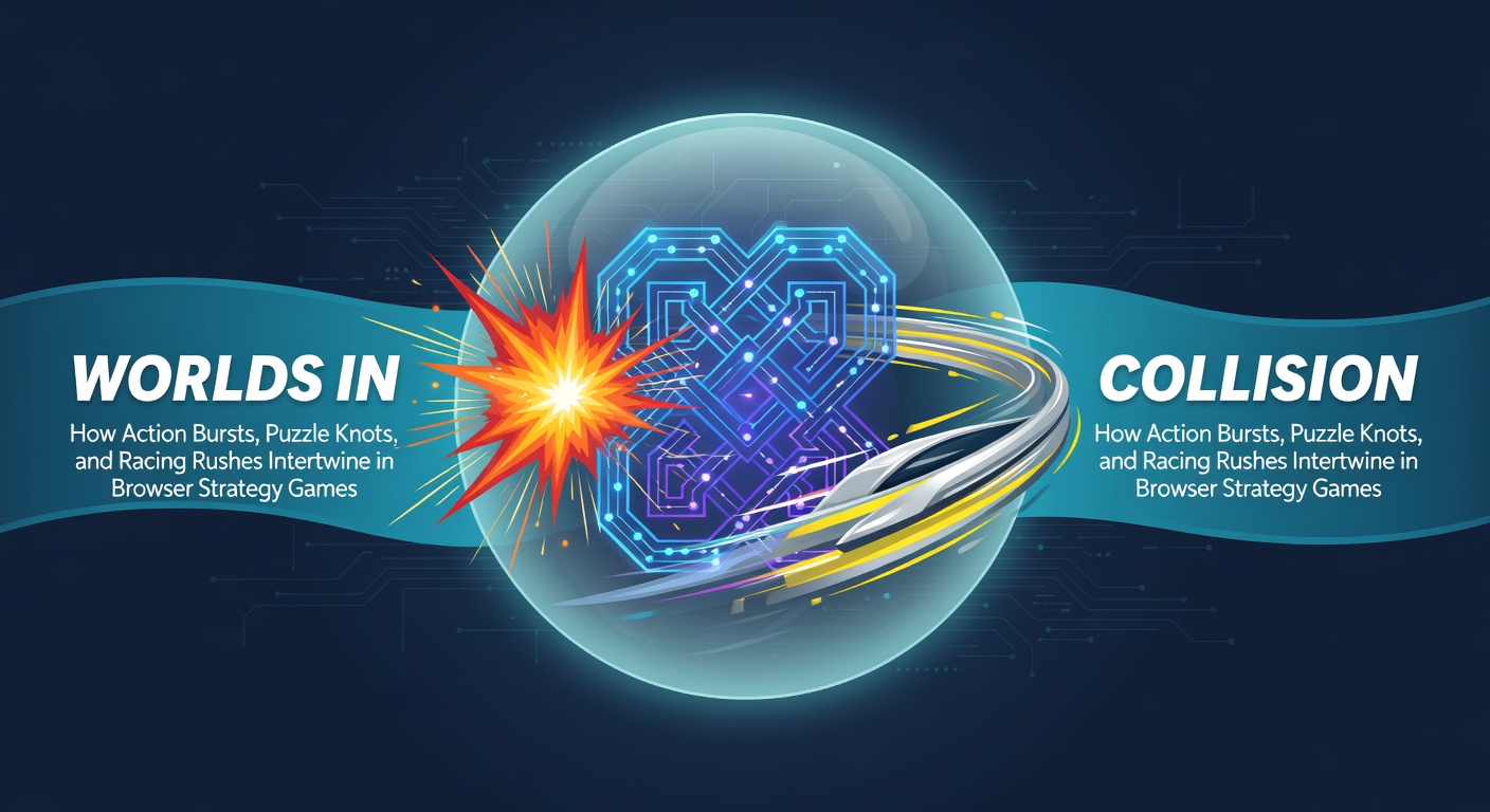 Close-up of a intricate puzzle grid in a browser strategy saga, with glowing nodes connecting action icons, racing timers, and defensive bursts